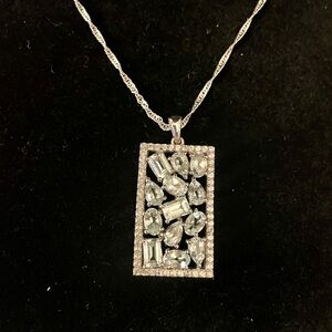 WOW!! 🤩 Aquamarine Rhodium Over Silver Pendant With Chain 6.20ctw.